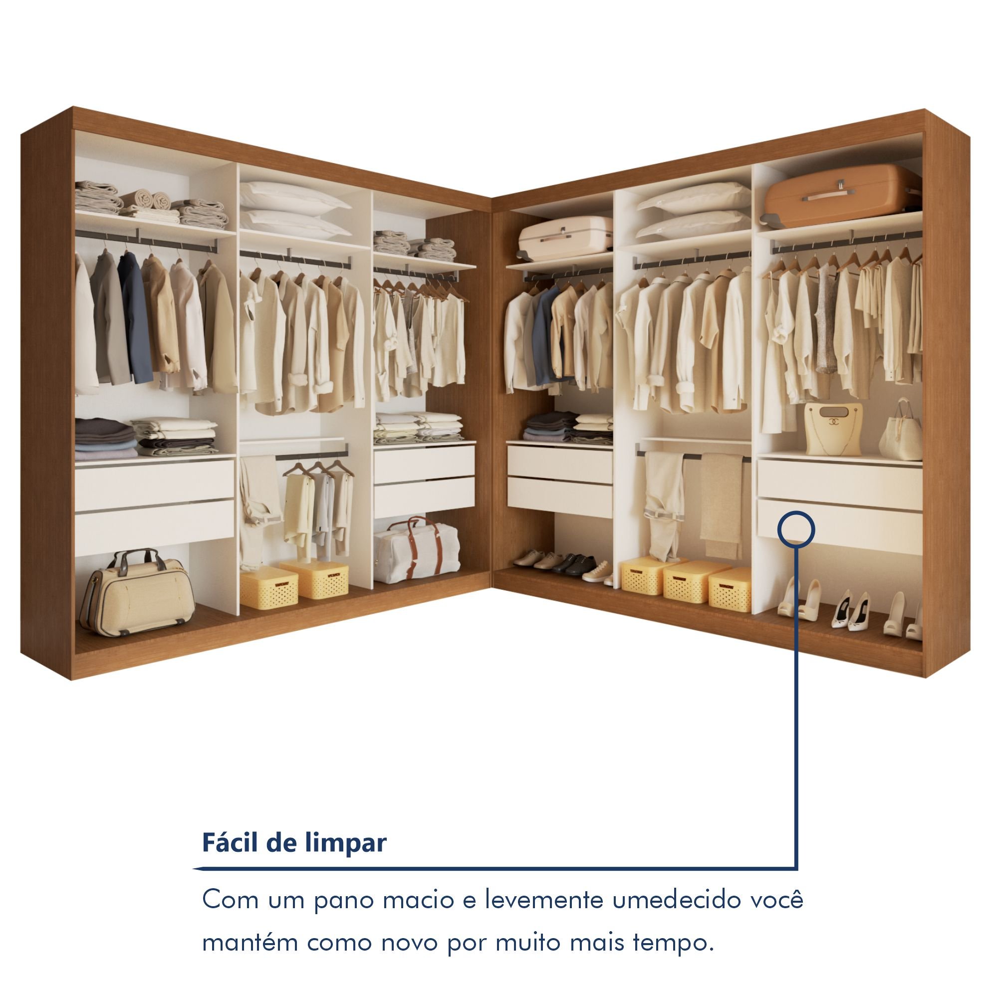 Closet Casal sem Portas 8 Gavetas Paris Duo Premium - 7