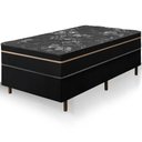 Ver imagem 1 de Cama Box Preta + Colchão Solteiro King Bariloche Preto Molas Ensacadas One Face 96x203x63cm