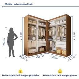 Closet Casal sem Portas 4 Gavetas Júlia Duo - 8