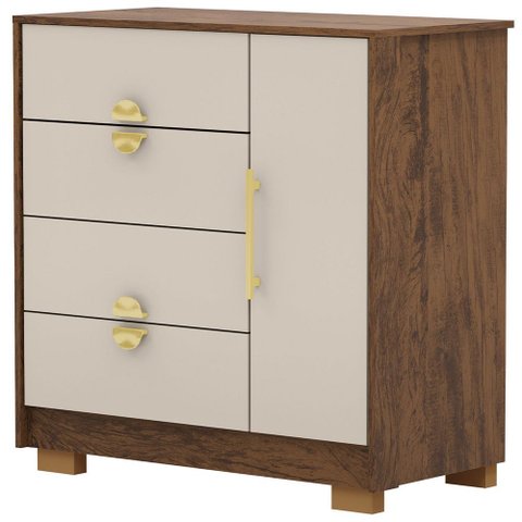 Cômoda Sapateira para Quarto 1 Porta 4 Gavetas Paraty V01 Imbuia Fendi - Lyam Decor