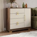 Ver imagem 1 de Cômoda Sapateira para Quarto 1 Porta 4 Gavetas Paraty V01 Imbuia Fendi - Lyam Decor