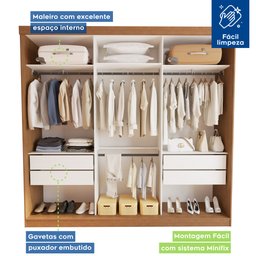 Closet Casal sem Portas 4 Gavetas Paris - 3