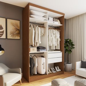 Closet Solteiro sem Portas 2 Gavetas Júlia
