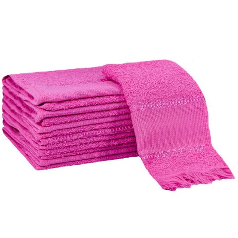 Kit 12 Toalhas Social Bordar Ponto Cruz Escola de Mão Perfeito Estilo Pink