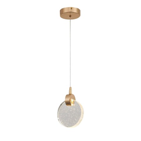 Pendente Cristal Circular Led 3200k Dourado 7w Bivolt