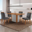 Ver imagem 1 de Mesa de Jantar Isadora Mdf com 4 Cadeiras Moderna Mobilia Veludo Grafite/naturalle Laminado