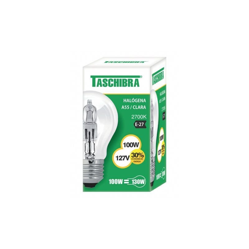 Lâmpada Halógena Taschibra A55 100W E27 2700K Luz Amarela 127V - 1