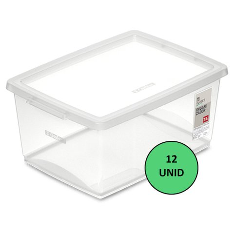Kit 12 Caixa Organizadora 7,5l Ordene Design Moderno Cristal