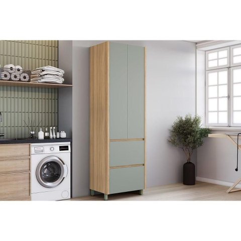 Multiuso Lavanderia Rainha C- 2 Portas e 2 Gavetas 70cm Nature-verde - Nesher