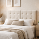 Ver imagem 1 de Cabeceira Estofada 140cm Dobrável P/ Cama de Casal Moderna: Offwhite