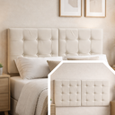 Ver imagem 6 de Cabeceira Estofada 140cm Dobrável P/ Cama de Casal Moderna: Offwhite