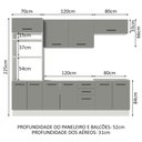 Ver imagem 4 de Armário de Cozinha Completa 270cm Branco Cinza Agata Madesa 01