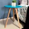 Mesa Redonda Lateral Canto Apoio Sala Quarto Pé Palito 44 Cm Azul - 3