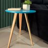 Mesa Redonda Lateral Canto Apoio Sala Quarto Pé Palito 44 Cm Azul - 1