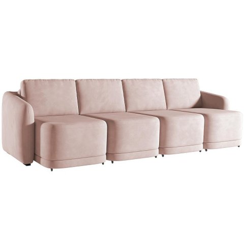 Sofá Cama para Sala de Estar 4 Lugares 316cm Montserrat K01 Veludo Rosê - Lyam Decor