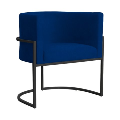 Poltrona Decorativa Luana Base Preta Suede Cores - DS Estofados Poltrona Luana Azul Marinho