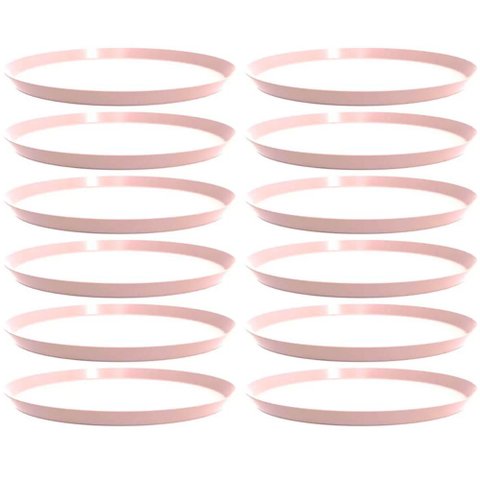 12 Bandejas Redondas 34cm Rosa Buffet Festa Doce Salgado Crippa Bubble