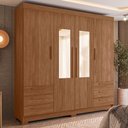 Ver imagem 1 de Guarda Roupa Casal 192cm 4 Portas com Espelho Itajaí Jatobá S01 - Mpozenato