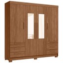 Ver imagem 2 de Guarda Roupa Casal 192cm 4 Portas com Espelho Itajaí Jatobá S01 - Mpozenato
