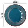 Jogo 4 Prato de Sobremesa Ceramica Azul Linear Rústico 20cm Lyor - 6