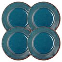 Ver imagem 1 de Jogo 4 Prato de Sobremesa Ceramica Azul Linear Rústico 20cm Lyor