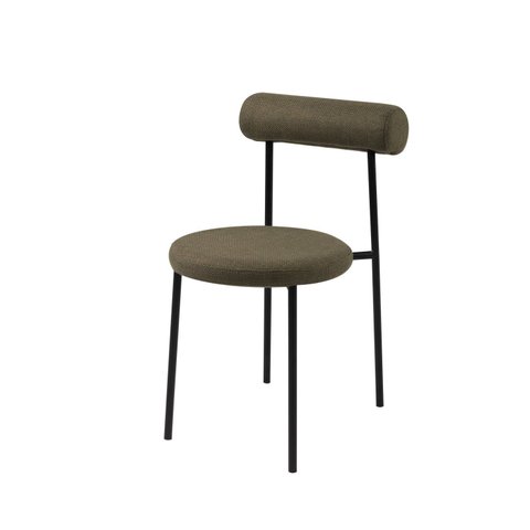 Cadeira para Sala de Jantar Escritório Redonda Estofada Base em Aço Roll Verde/Oliva