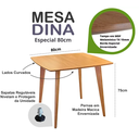 Ver imagem 2 de Mesa de Jantar Quadricurva 80x80cm 2 a 4 Lugares em Madeira - Dina - Freijó