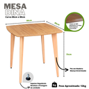 Ver imagem 2 de Mesa de Jantar Quadricurva 80x80cm 2 a 4 Lugares em Madeira - Dina - Freijó