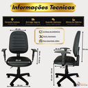 Ver imagem 2 de Cadeira Escritório Ergonômica Executiva Work Comfort NR17 Giratória Corino Costura com Rodízios