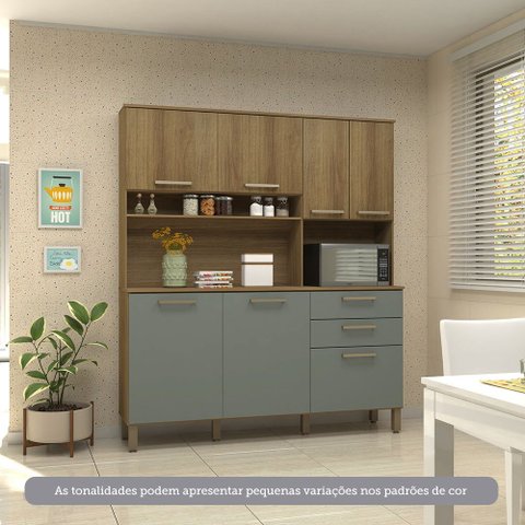 Cozinha Compacta 165,40cm 7 Portas e 2 Gavetas com Tampo 353 Luciane Móveis