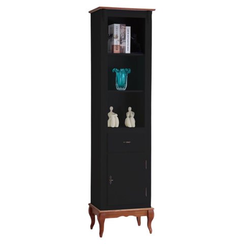 Estante para Sala 2 Prateleiras 1 Gaveta 1 Porta Pés Luiz Xv 60104 Linz Móveis - Preto/imbuia Glazer