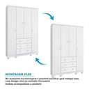 Ver imagem 6 de Quarto de Bebê com Guarda-Roupa 4 Portas e Berço 4 em 1 Minicama 100% MDF Mike Espresso Móveis Branco/Brilho/Amêndoa