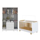 Ver imagem 4 de Quarto de Bebê com Guarda-Roupa 4 Portas e Berço 4 em 1 Minicama 100% MDF Mike Espresso Móveis Branco/Brilho/Amêndoa