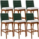 Ver imagem 1 de Kit 6 Banquetas Altas Cozinha Sala Jantar Fixa Mila B04 Facto Verde Musgo Corano Branco - Lyam Decor