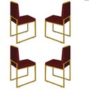 Ver imagem 1 de Conjunto Quatro Cadeiras Sala Jantar Barcelona Base Dourado:bordo
