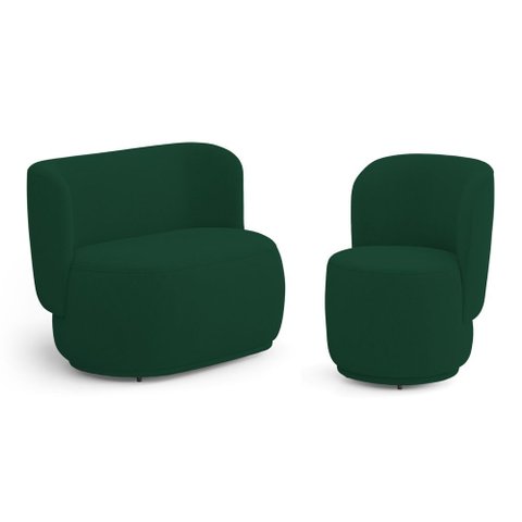 Poltrona e Namoradeira Orgânica Molly Bouclê Verde - Desk Design