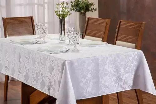 Ver imagem 2 de Toalha de Mesa 6 Lugares Jacquard 200x135 Admirare - Branca
