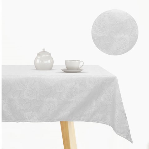 Toalha de Mesa 6 Lugares Jacquard 200x135 Admirare - Branca