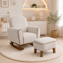 Ver imagem 1 de Poltrona Amamentação Nuvem Base Balanço com Puff Suede:Suede Bege