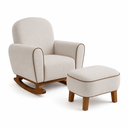 Ver imagem 5 de Poltrona Amamentação Nuvem Base Balanço com Puff Suede:Suede Bege