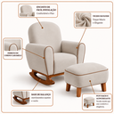 Ver imagem 2 de Poltrona Amamentação Nuvem Base Balanço com Puff Suede:Suede Bege