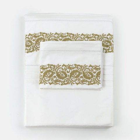 Jogo de Cama Algodão 400 Fios Queen Grand Palais Caqui Blue Gardenia