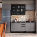 Ver imagem 1 de Cozinha Modulada Completa 5 Peças 280cm 9 Portas 3 Gavetas com Tampo Mônaco Cinza Chumbo/Titânio