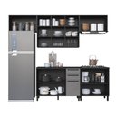 Ver imagem 2 de Cozinha Modulada Completa 5 Peças 280cm 9 Portas 3 Gavetas com Tampo Mônaco Cinza Chumbo/Titânio
