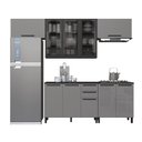 Ver imagem 3 de Cozinha Modulada Completa 5 Peças 280cm 9 Portas 3 Gavetas com Tampo Mônaco Cinza Chumbo/Titânio