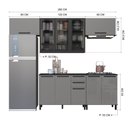Ver imagem 4 de Cozinha Modulada Completa 5 Peças 280cm 9 Portas 3 Gavetas com Tampo Mônaco Cinza Chumbo/Titânio