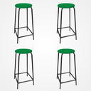 Ver imagem 1 de Kit 4 Bancos de Metal Assento Plástico Empilhável Verde 65cm de Altura
