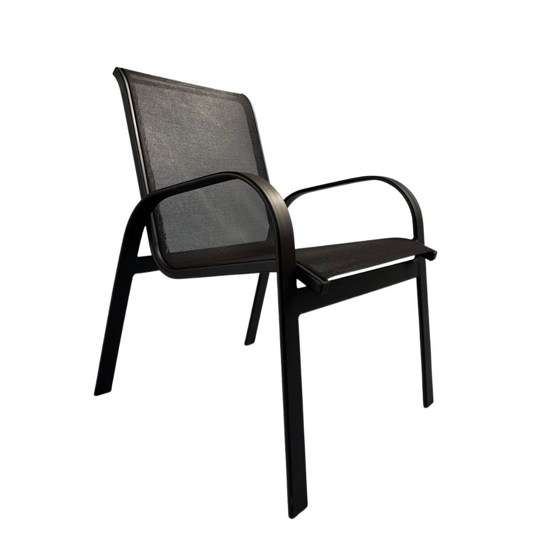 Poltrona Cadeira Premium Piscina em Aluminio Tela Sling Marrom