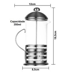 Cafeteira Francesa de 350 Ml Inox e Vidro para Café Perfeito - 2