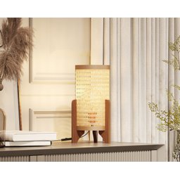 Abajur de Mesa de Cabeceira Sala de Estar Moderno Rattan Rav - 1